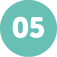 A circular teal button displays the number "05" in white, bold font. The context suggests it is part of a user interface, possibly indicating a step or selection option.