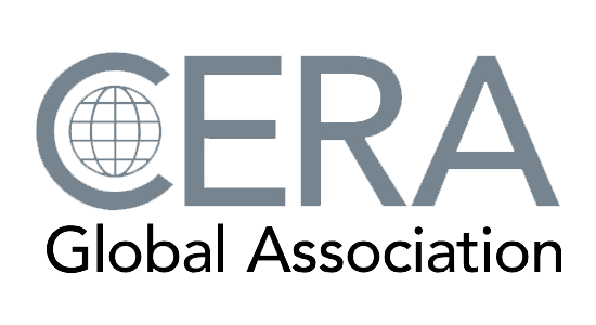 CERA Global Association logo features a stylized globe beside the word "CERA" in bold letters, with "Global Association" below it in smaller text, creating a professional and modern appearance.