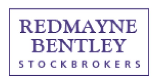 A logo features the text "REDMAYNE BENTLEY" prominently above the words "STOCKBROKERS," all displayed in a bold, purple font against a white background.