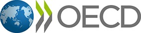A stylized globe symbolizing the world is shown alongside three upward-facing green and gray arrows, representing growth or progress. The letters "OECD" are displayed in a modern font, indicating the organization’s name.