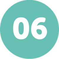A large, circular teal badge displays the number "06" prominently in white. This simple design serves as a visual marker, likely indicating a specific item or category within a series.