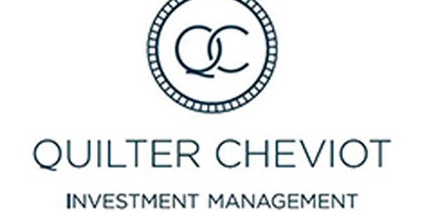 A circular logo featuring the letters "QC" elegantly intertwined. Below, the text "QUILTER CHEVIOT" is displayed in bold, with "INVESTMENT MANAGEMENT" in smaller font underneath. The design is sleek and professional.