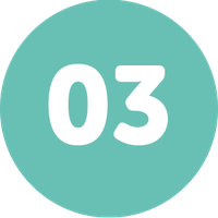 A circular graphic features the number "03" prominently in white on a turquoise background, indicating a ranking or step in a sequence.
