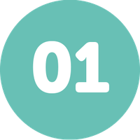 A teal circular object displays the number "01" prominently in white. It is likely used as a visual indicator or label, possibly in a numbering sequence or instructional context.