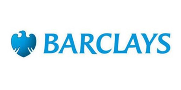 A blue eagle emblem is positioned to the left of the word "BARCLAYS," which is written in a bold, modern font. The background is plain, enhancing the logo's prominence.