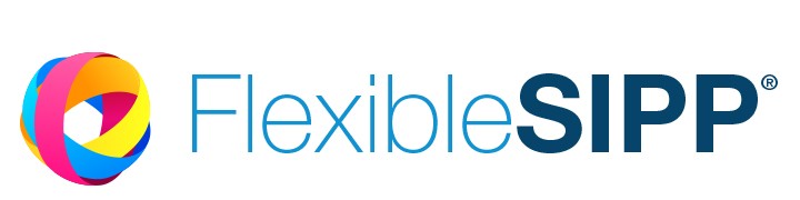 A colorful, abstract logo featuring interlocking shapes represents FlexibleSIPP, accompanied by the text "FlexibleSIPP®" in bold font. The design conveys a modern, dynamic financial service brand.