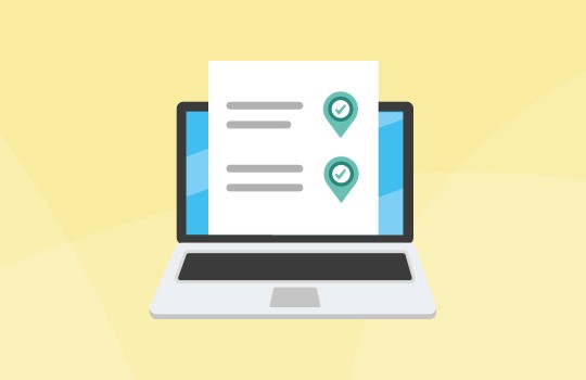 A laptop displays two documents with checkmarks, suggesting task completion or approval. The background features a soft yellow gradient, creating a light and inviting atmosphere.