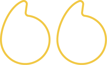 Two yellow quotation marks are outlined in a simple, stylized manner. They are positioned next to each other, suggesting dialogue or a quote, set against a white background.